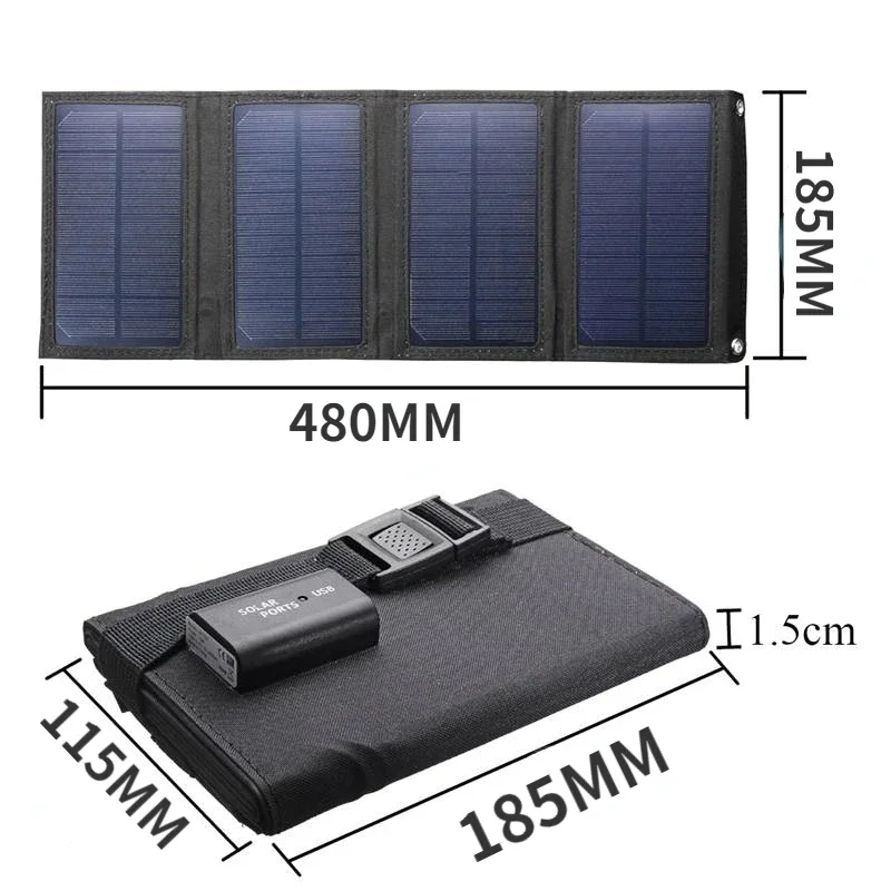 70/40W Foldable Solar Panel 5V USB Portable Battery Charger for Cell Phone Outdoor Waterproof Power Bank for Camping Accessories