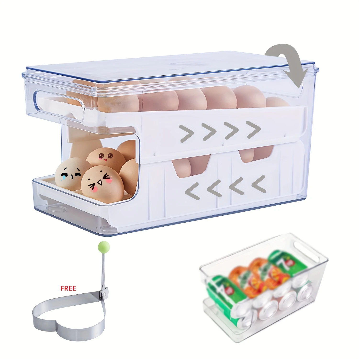 1pcs Rolling Egg Holder For Refrigerator, Eggs 24 Count Organizer For Refrigerator, Egg  Container Dispenser For Refrigerator, D