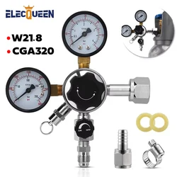 Co2 Pressure Regulator for Beer,CGA320/W21.8 Quick Disconnect Keg Regulator with Independent Control Valve Stable Carbonate beer