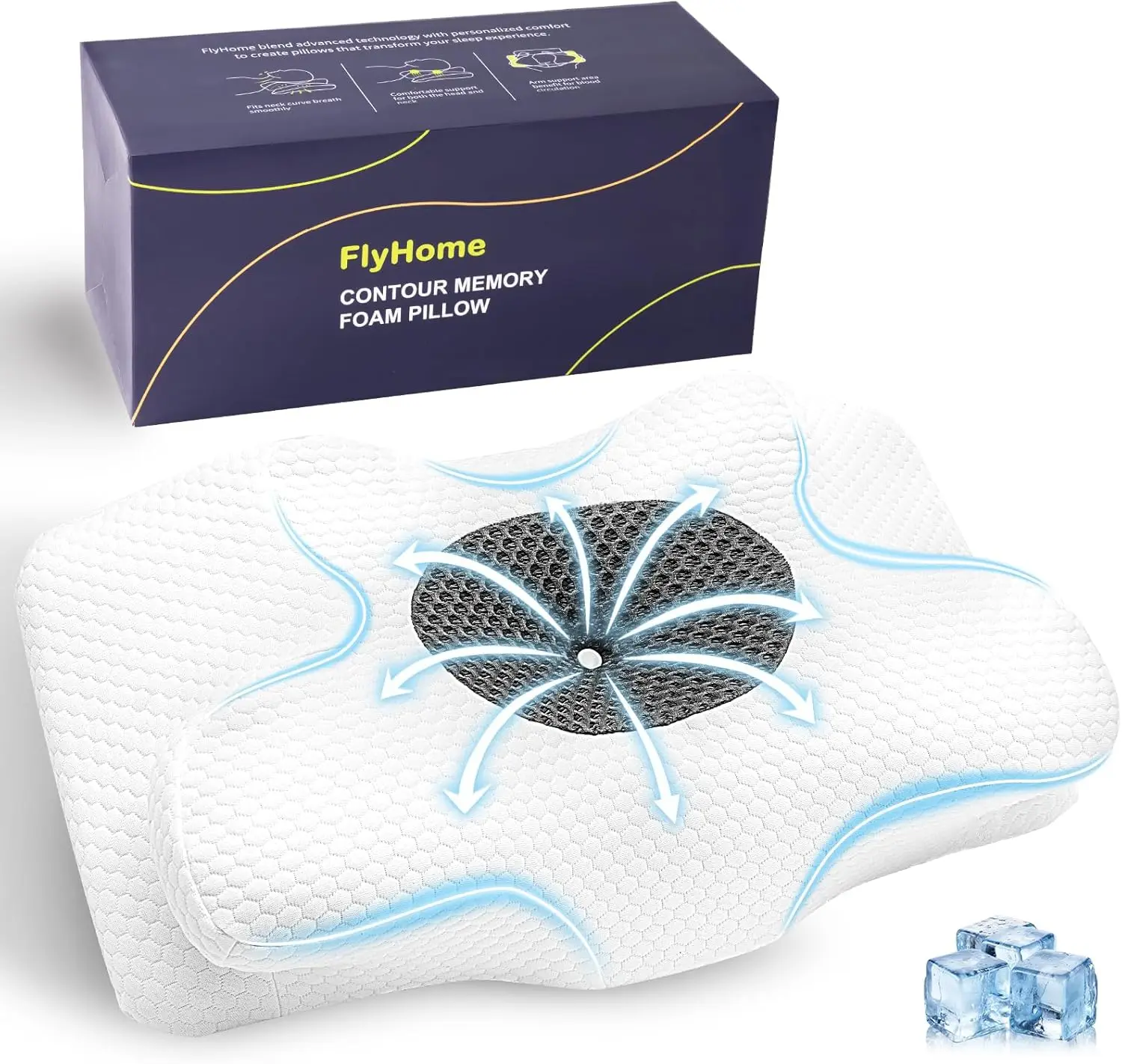 

Подушка для шеи из пены с эффектом памяти для облегчения боли в шее, охлаждающая контурная поддержка для сна на боковой спине и живота