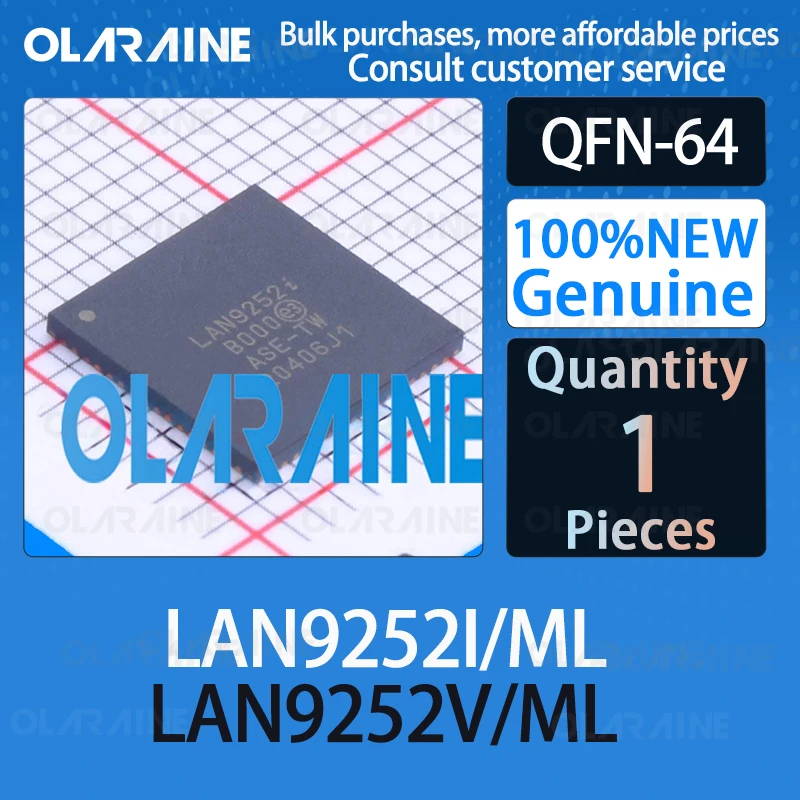 

LAN9252I/ML LAN9252V/ML QFN-64 100%New 10 Mb/s 100 Mb/s Communication network Ethernet IC chip circuit controller Original