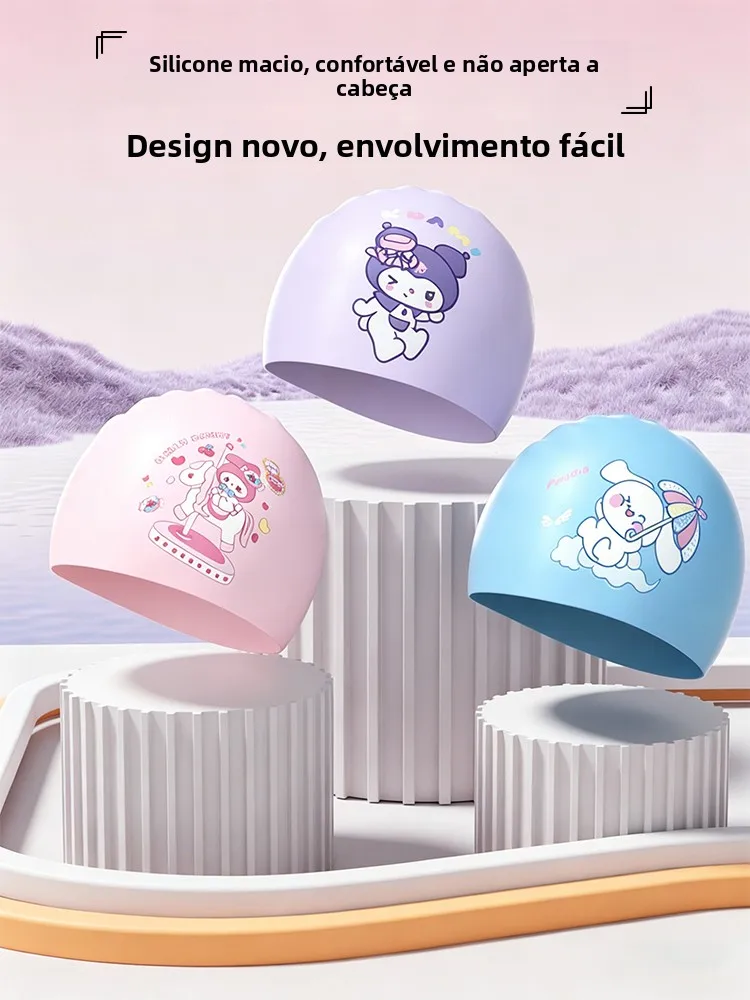 children's-swimming-cap-waterproof-silicone-comfortable-anti-drag-cute-cartoon-ear-protection-large-head-size-high-aesthetic