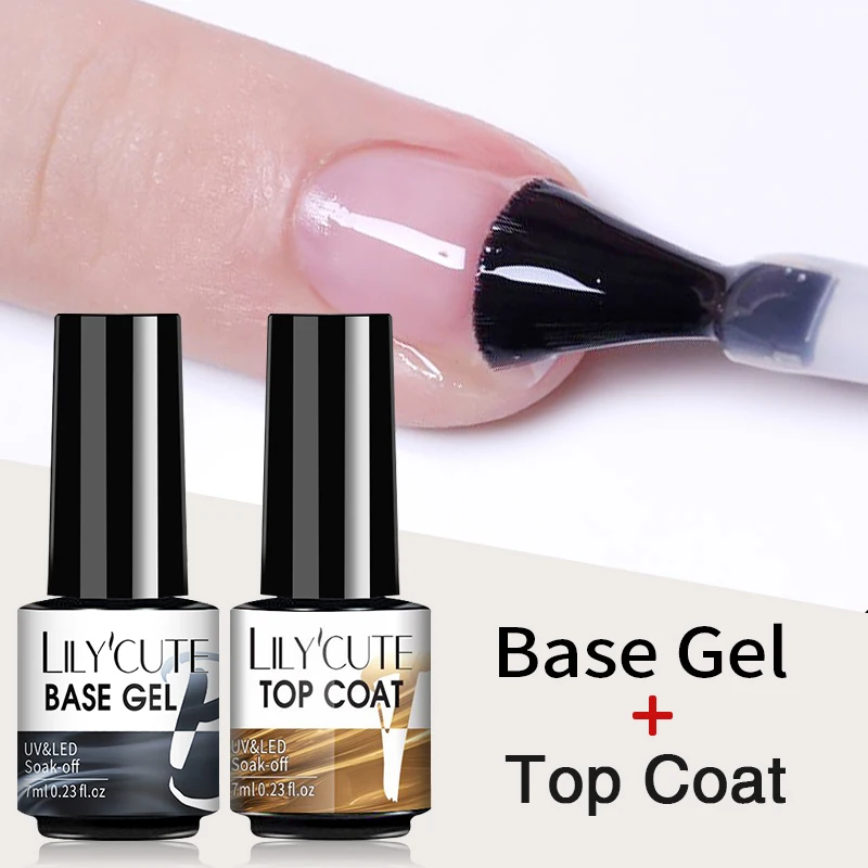 LILYCUTE 7ml Base Top Coat Smalto Gel UV Soak Off Semi Permanente Nail Art Gel Vernice Base Gel Top Coat Vernice Gel