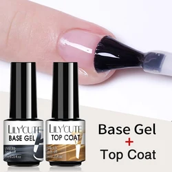 LILYCUTE 7ml Gel Base y Top Coat para Uñas, Esmalte en Gel UV Semipermanente, Barniz de Uñas