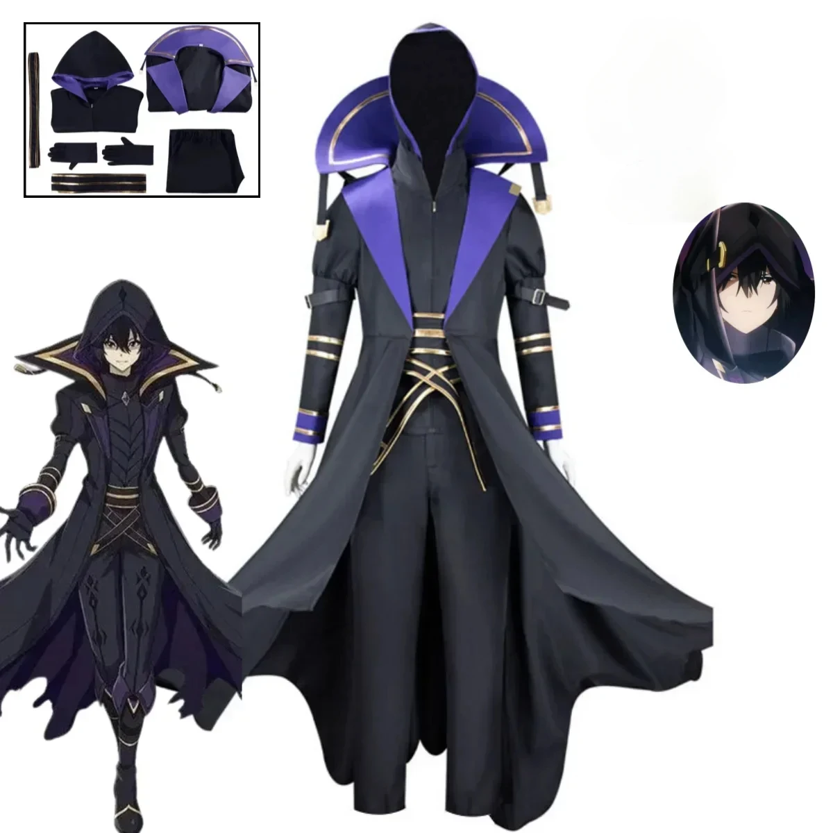 

Anime The Eminence in Shadow Cid Kagenou Cosplay Costume Black Windbreaker Uniform Cloak Halloween Makeup Ball Costume 2025