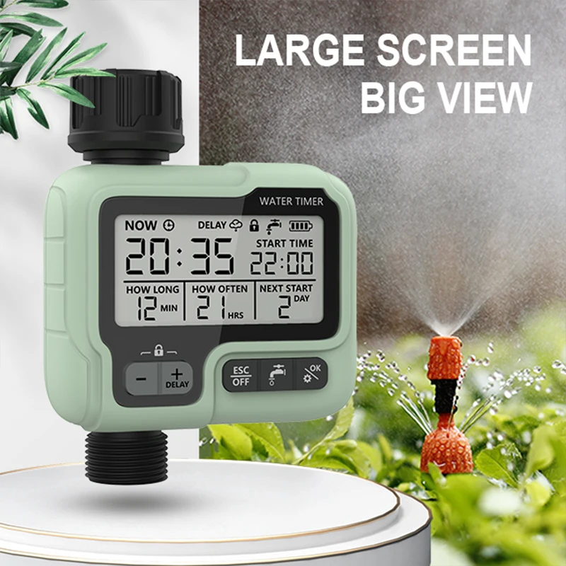 Eshico HCT-322 Garden Outdoor Smart Irrigation Timer Watering System，Programmable Watering Irrigation Timer with Rain Delay/Manu