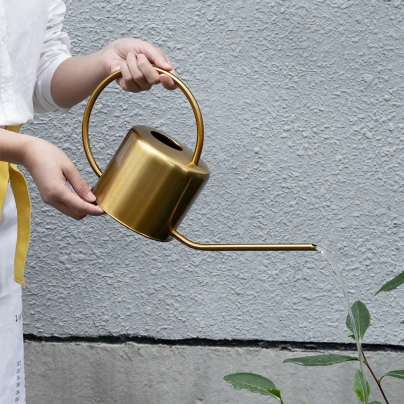 

Nordic Golden Brass Kettle Watering Flower Home Long Mouth Pot Copper Gardening Sprinkler