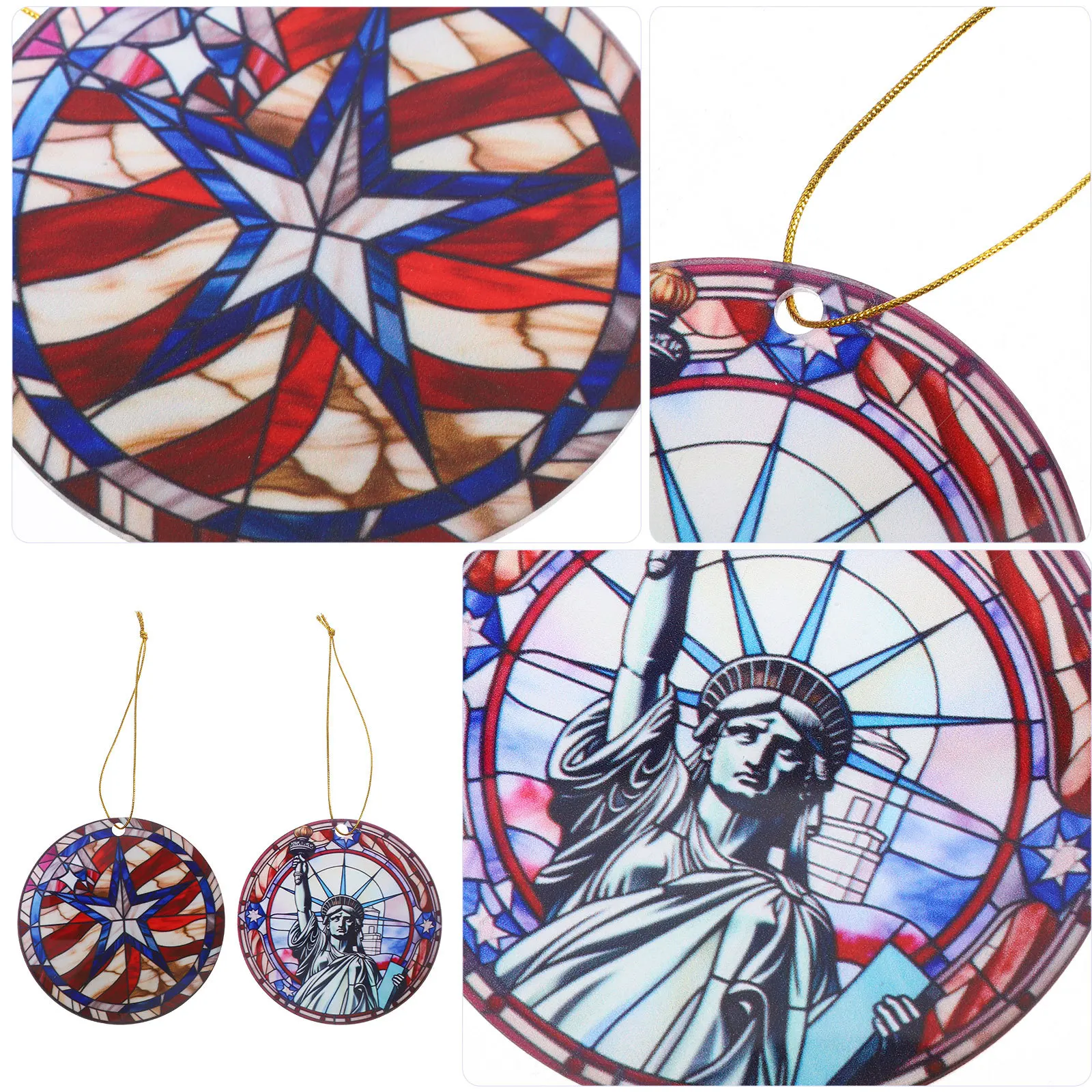 

2Pcs Independence Day Acrylic Hanging Ornaments Patriotic Decor for 4th of July Party Usa Hanging Decoration Memorial Day Wall