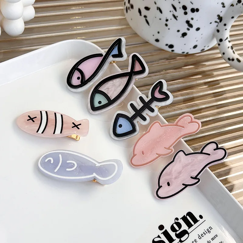 UXSL Cute Cartoon Small Fish Hairclips Girl Sweet Bangs Clips Color Hairpins Headdress Women Fashion Barrettes Hair Accessories