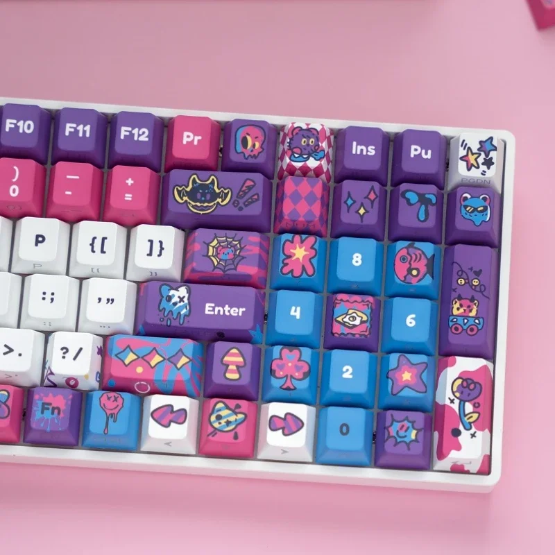 Graffiti Theme Keycaps Set Side Carve PBT Dye-sub Custom Keyboard Caps Cherry Profile Key Caps for Mechanical Keyboard Accessory