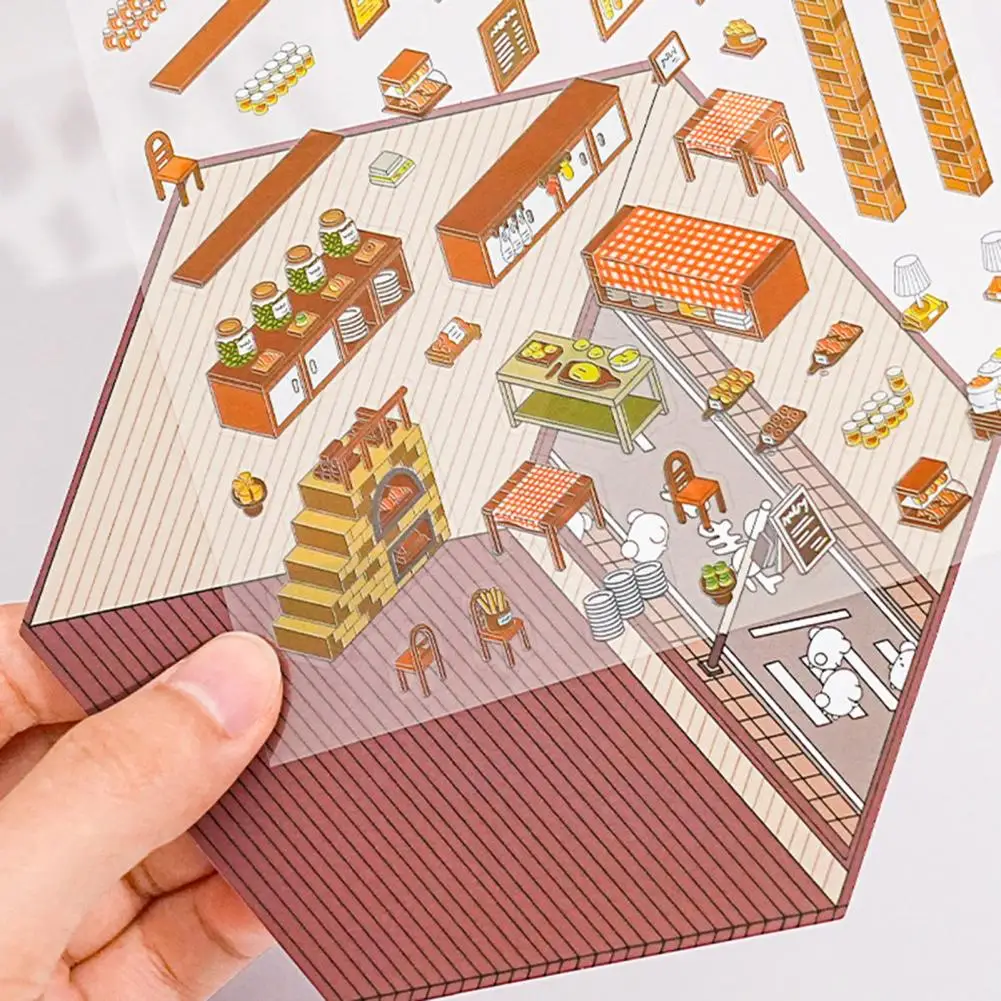 Наклейки с мультяшным домом, 3d наклейки с домом для проектов «сделай сам», забавные мультяшные сцены для взрослых, детей, миниатюрные наклейки для снятия стресса