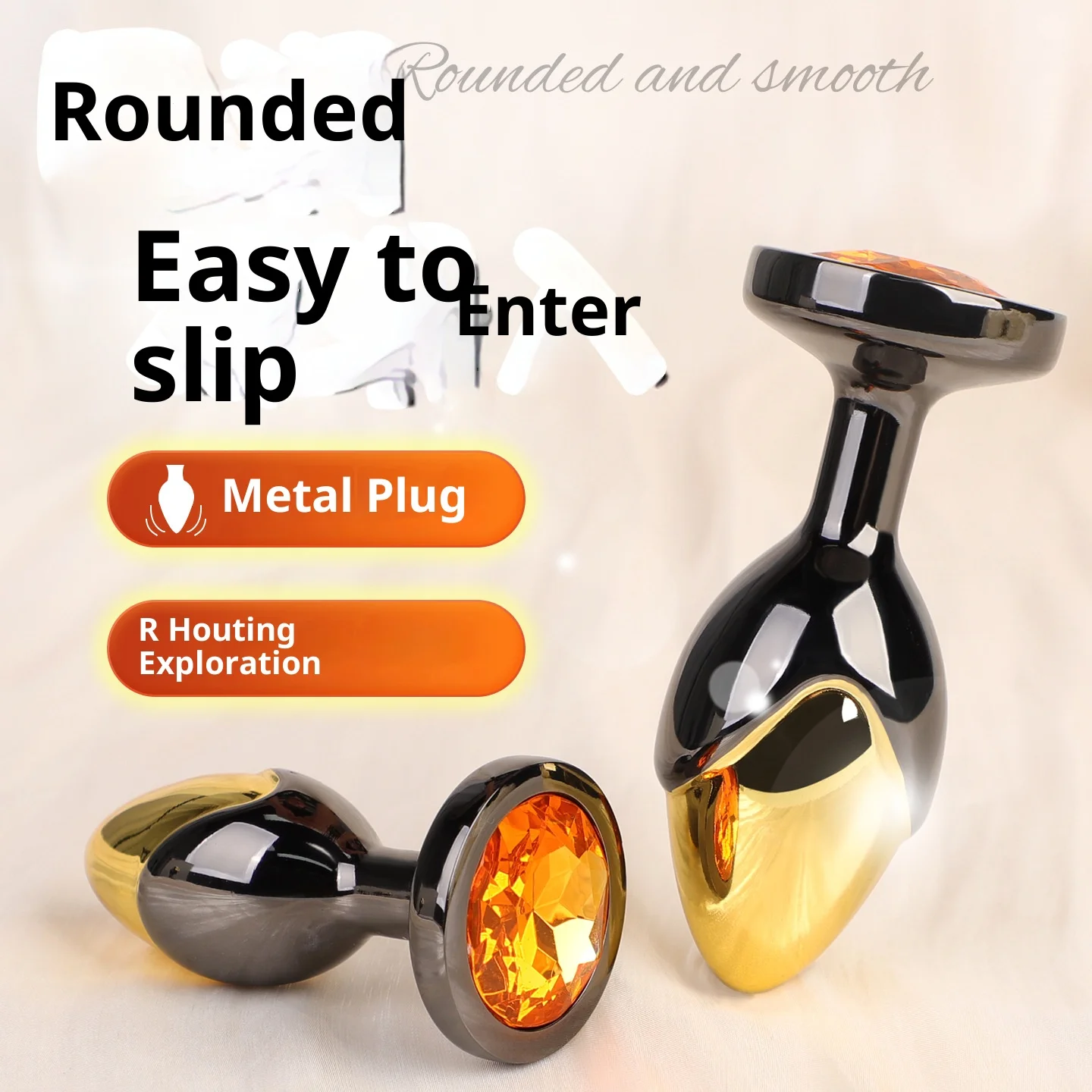 أسود وذهبي مرصع بالألماس قاعدة معدنية بعقب المكونات مناسبة للأزواج مقاسات S/M/L المبتدئين إلى المستخدمين المتقدمين الجنس لعب +18