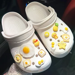 13PCS Summer Fashion Shoe Charms DIY Food Breakfast Fried Eggs Decoration Buckle for Clogs Shoe Charm Set Accessories
