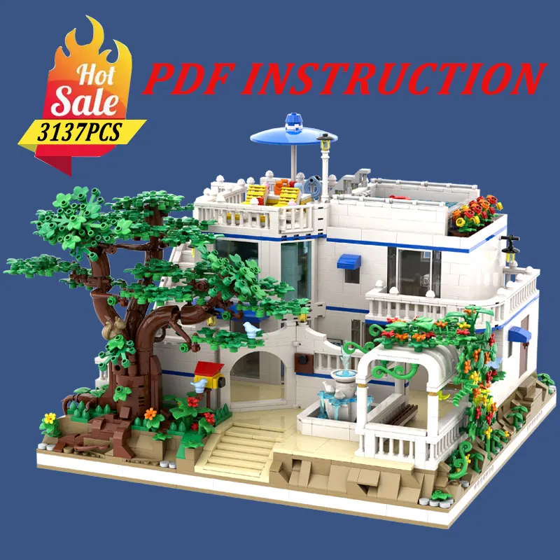 

Высококачественные новые MOC 003, изысканная вилла для отпуска, модульные строительные блоки, кирпичи, головоломки, уникальные функциональные, созданные и воображающие