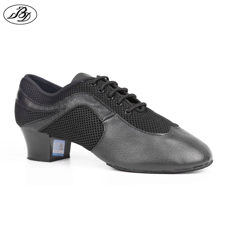 Men Latin Dance Shoes Genuine Leather Elastic Mesh BD 468 Split Sole Dancing Shoes Standard Dance  salsa