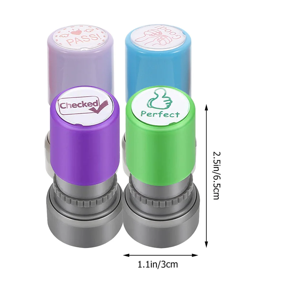 4 Pcs Multifunction Comfortable Encourage Cartoon Chapter Child Kids Stamps Elementary School Plastic Convenient Reward