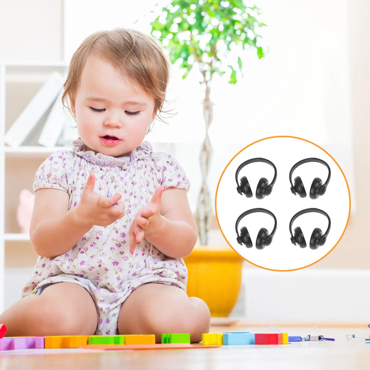 Dollhouse Headphones Mini Earphone for Scene Layout Miniature Headset Decor Model