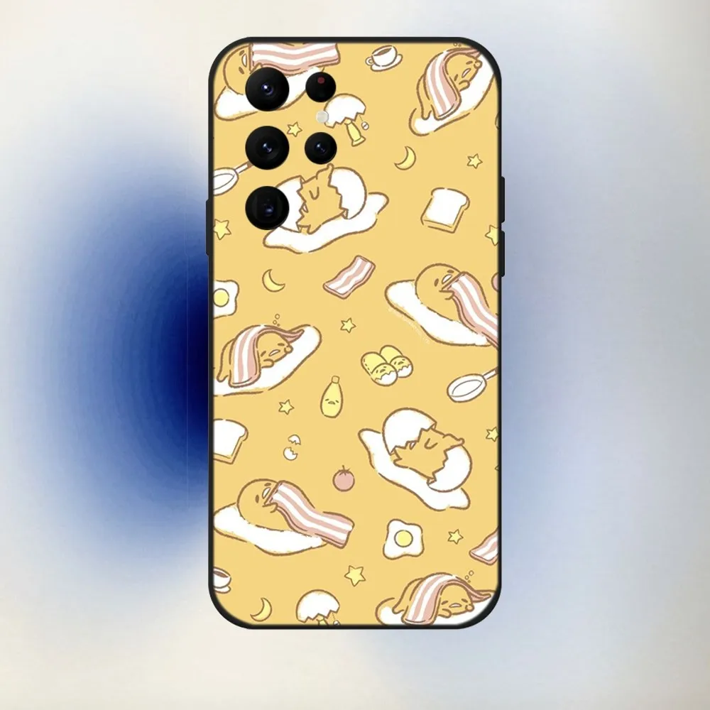 G-Gudetama Egg Cute Phone Case For Samsung S24,23,22,30,21,10,9,Ultra,Plus,Lite,FE,5G Black Soft Case