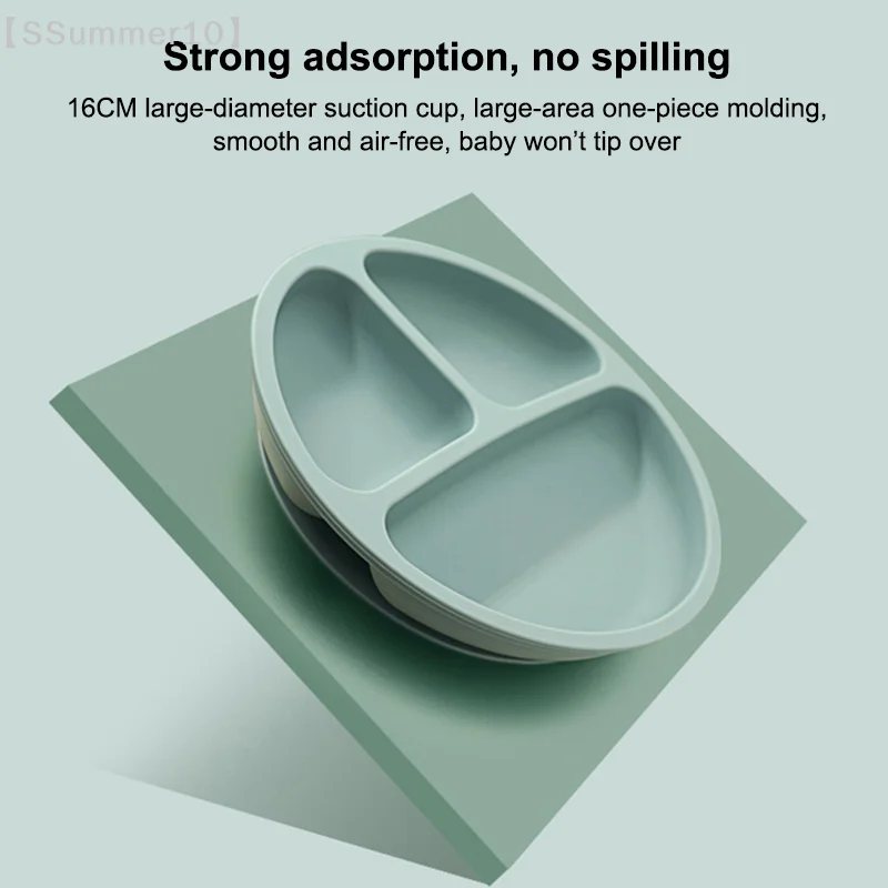 

【SSummer10】Baby Silicone Feeding Set 3 Pieces Non-Slip Suction Plate Tableware for Baby Weaning【SS】