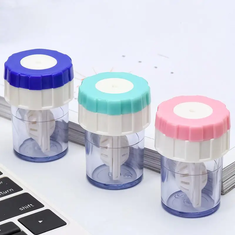 Contact Lens Cleaner Case Safe Contact Lens Cleaning Kit Portable Lens Washing Container Multi-Color For Business Trips Travel