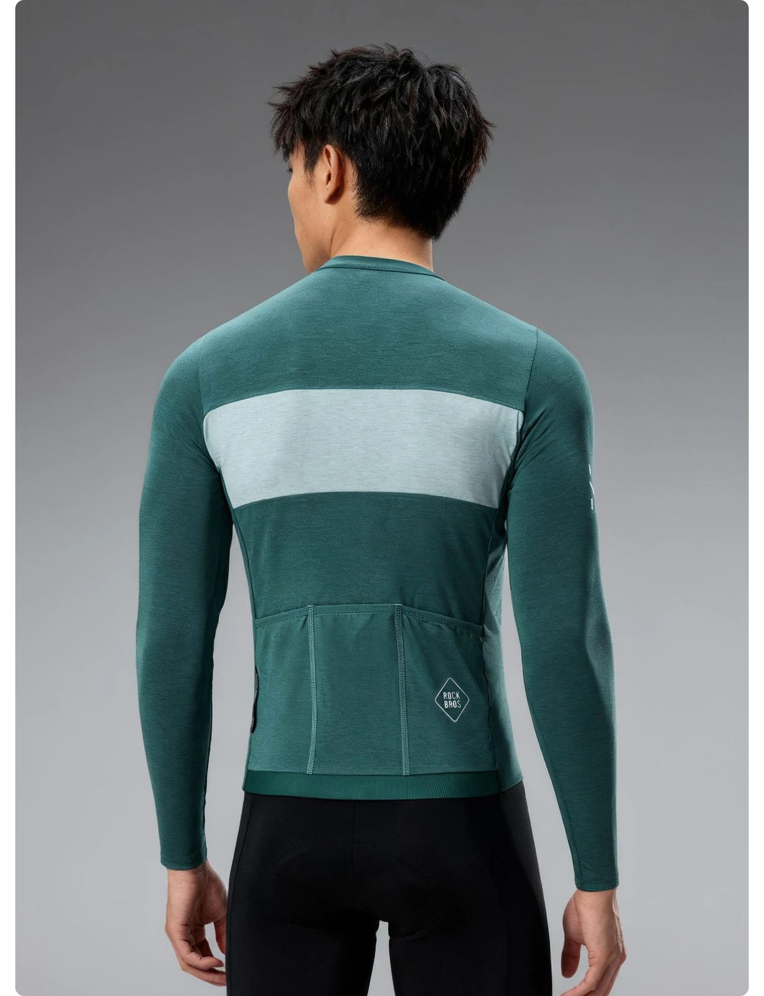 ROCKBROS Radtrikot mit langen Ärmeln, 17,5-Mikron-Wolle, atmungsaktive Fahrrad-Sportbekleidung, Sport-Tencel-Wollkleidung, Outdoor, Frühling/Herbst – Detail 9