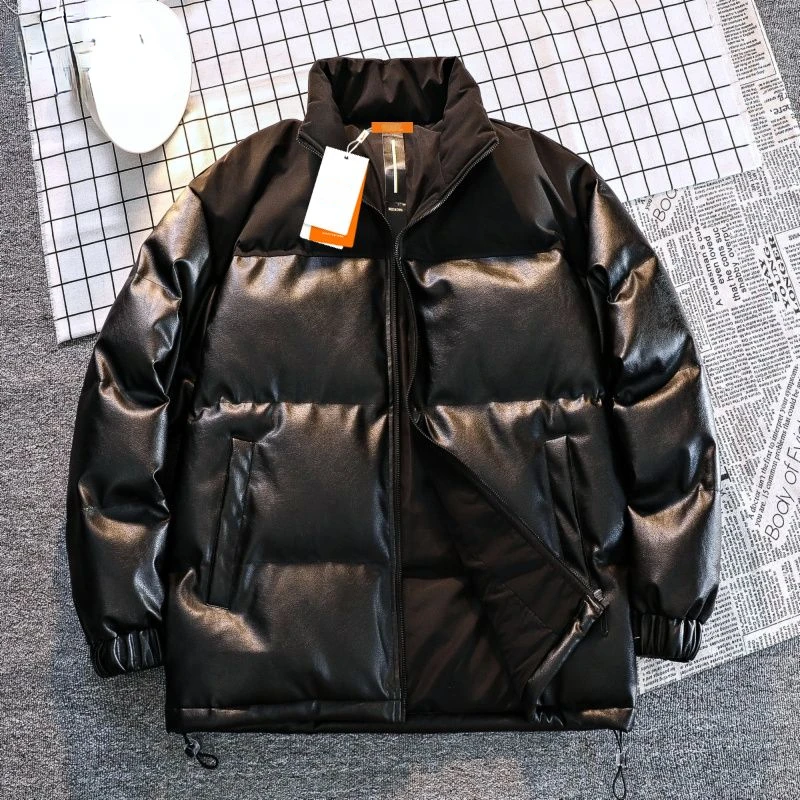 Winter Clothes Men's Thick Warm Down Cotton Jackets Coats Zip Stand Collar Solid Color Jacket Men Coat Outwear Tops Male Q743