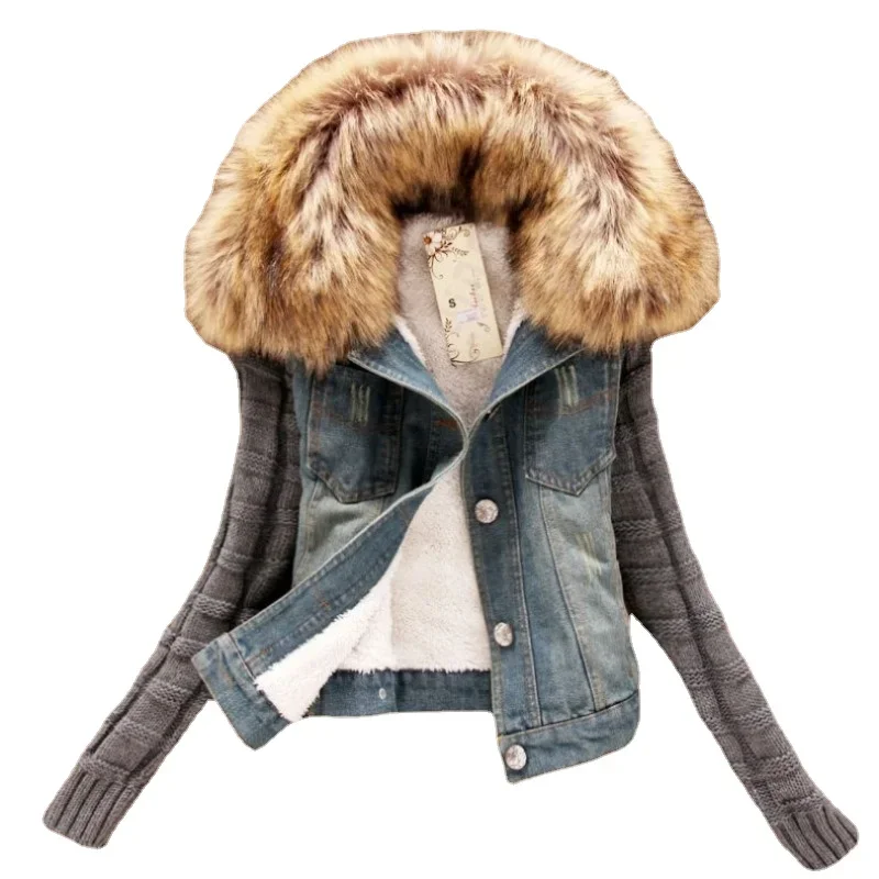 

Women's Casual Denim Jacket faux fur Coat Female Jeans Coat Autumn Jacket Winter Jacket Outerwear for Women
