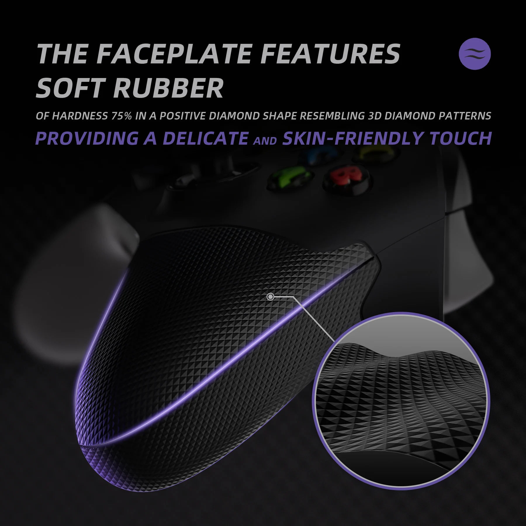 Extremate Black ASR versi Rubberized Side rail Front Shell Faceplate dengan cincin aksen untuk Xbox Core Wireless Controller