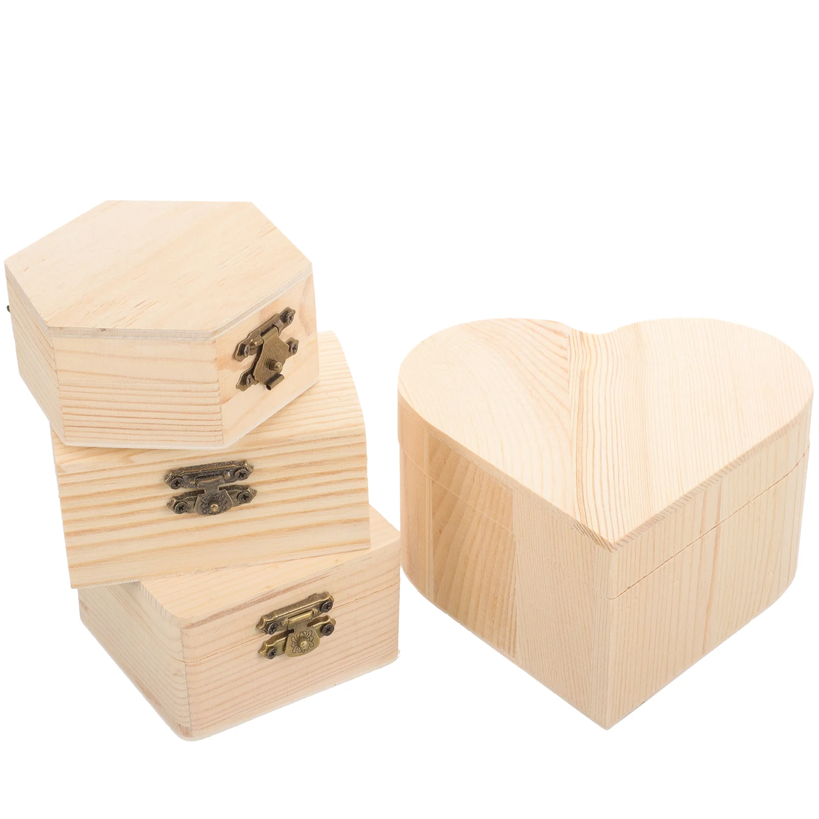 4 Pcs Handmade DIY Wooden Storage Box Snowflake Mud Pearl Mold Ultra-light Clay Love Jewelry Wicker Basket Crate Case