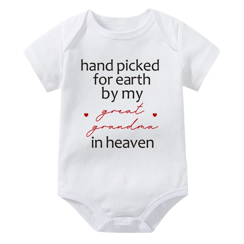 Baby Bodysuit Cotton Newborn Jumpsuit Hand Picked For Earth By My Great Grandma/Grandpa In Heaven Short Sleeve Body Baby Outfits