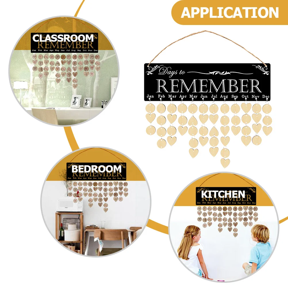 

1 Set Birthday Calendar Wall Hanging Decor Wooden Family Reminder Board With Blank Tags Rustic Calendar Hanger For Grandparents