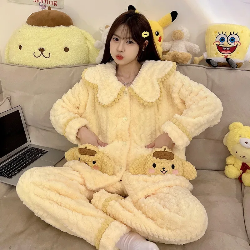 Sanrio pajamas winter warm two-piece set Yugui dog loungewear Sanrio loungewear cute and comfortable cartoon Yugui dog pajamas