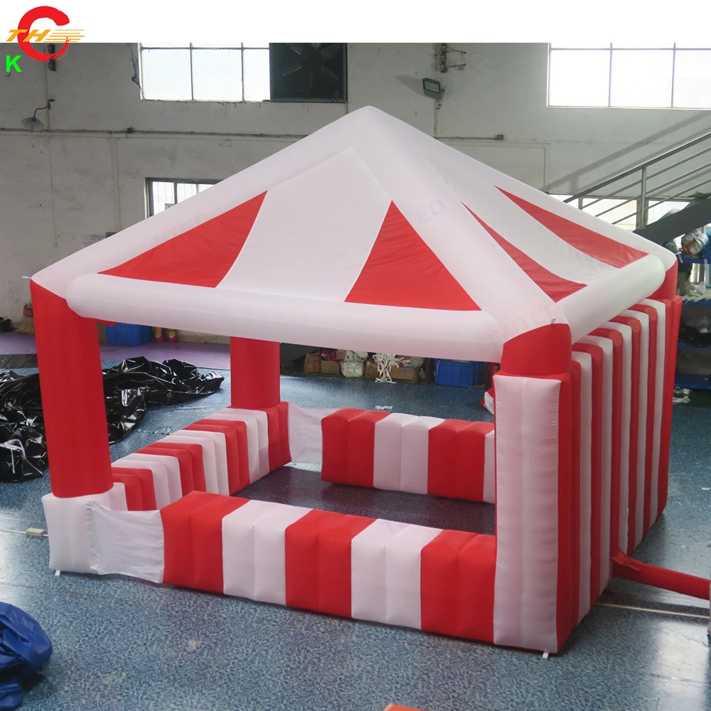 Tienda de campaña inflable para carnaval, hinchable, soplador de aire gratis, color rojo y blanco, 4x4m