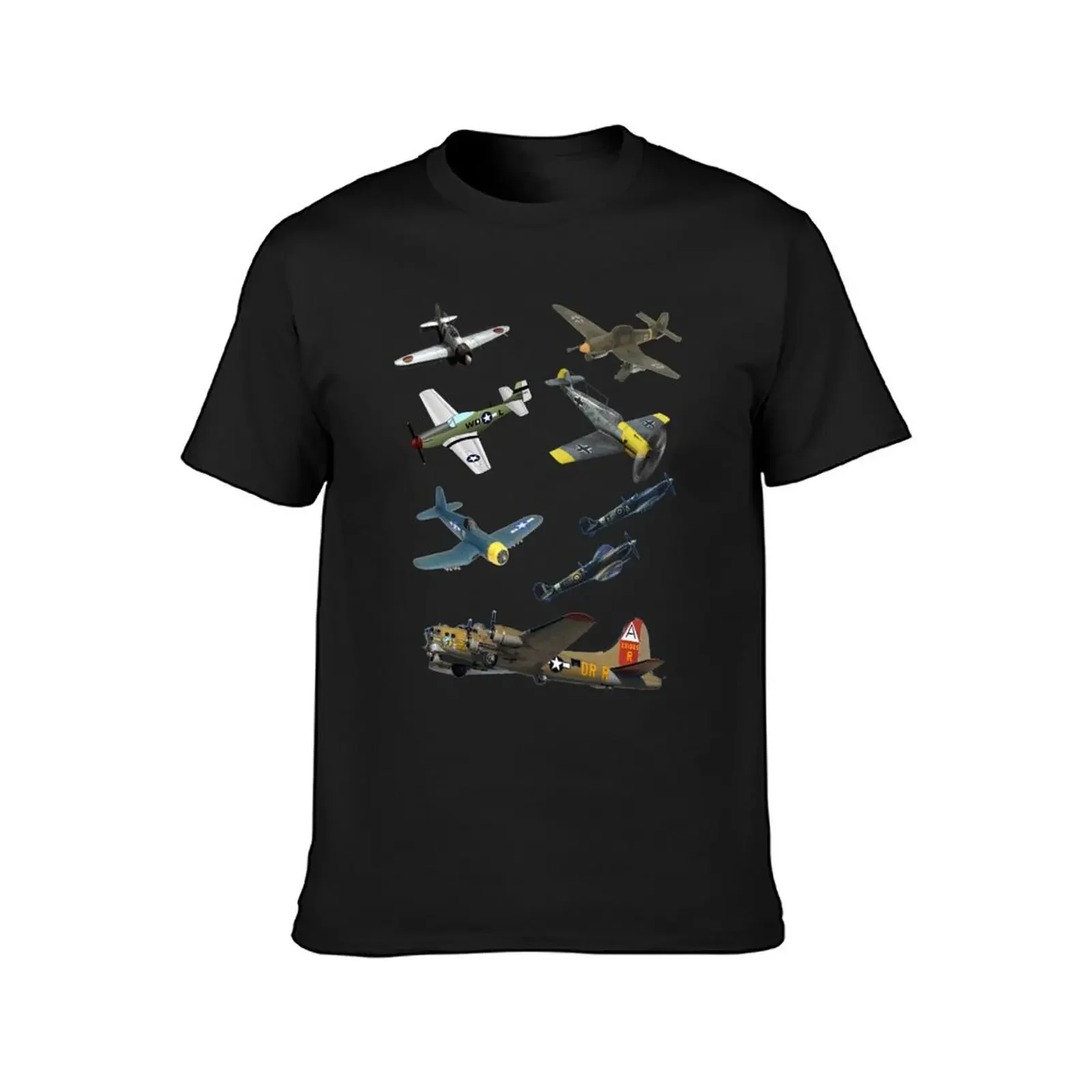 Famous WW2 Planes Warbirds P51 Mustang Spitfire Messerschmitt? T-Shirt man t shirt boys whites mens vintage t shirts