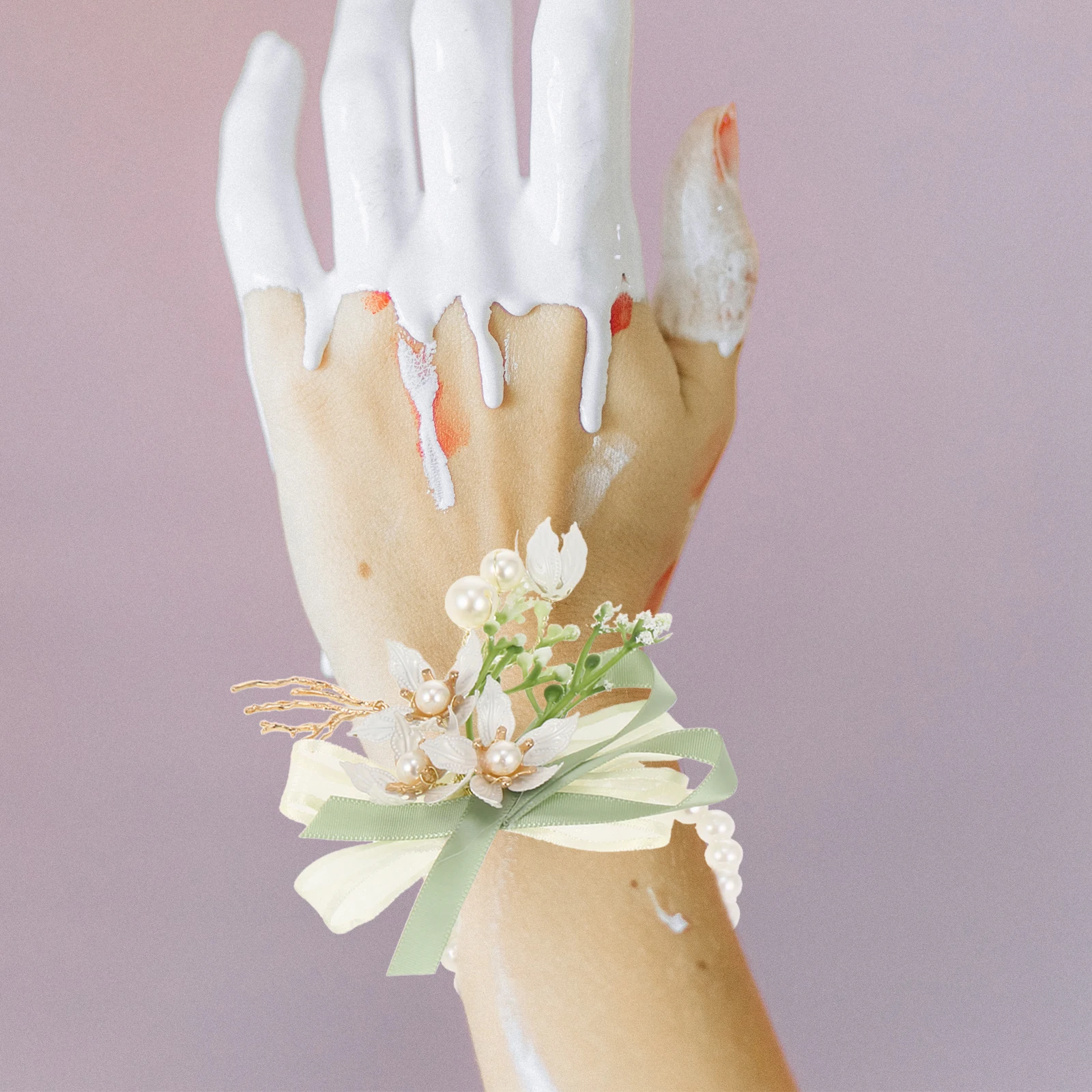 

2pcs Flowers Wrist Set Bride Alloy Bridal Wedding Accessories Lightweight Comfortable Bridesmaid Party Supplies Necklace