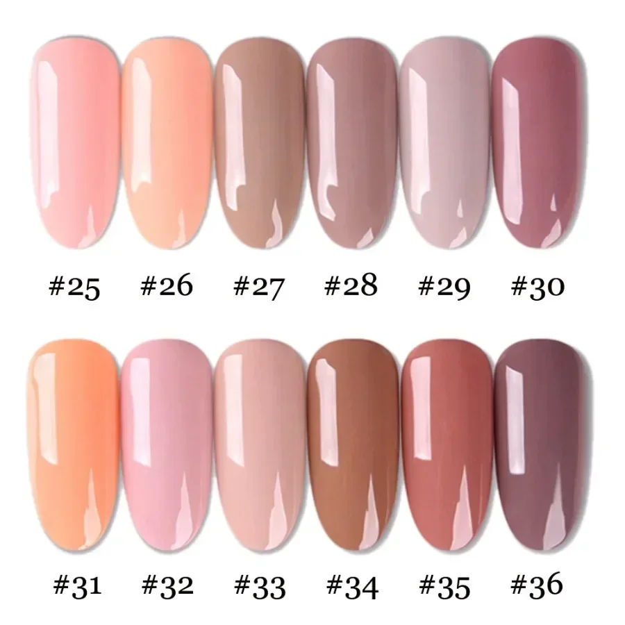 12 Colors Pure Nude Pink Nail Gel Polish Semi Permanent Nail Gel Varnish Soak Off UV Gel For Base Top Coat 500ml