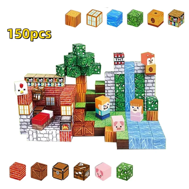 150 STKS Magnetische Dieren Blokken 3D Bos Dierentuin Model Creatieve STEM Gebouw Speelgoed DIY Decoratie Educatief Kids Gift Set