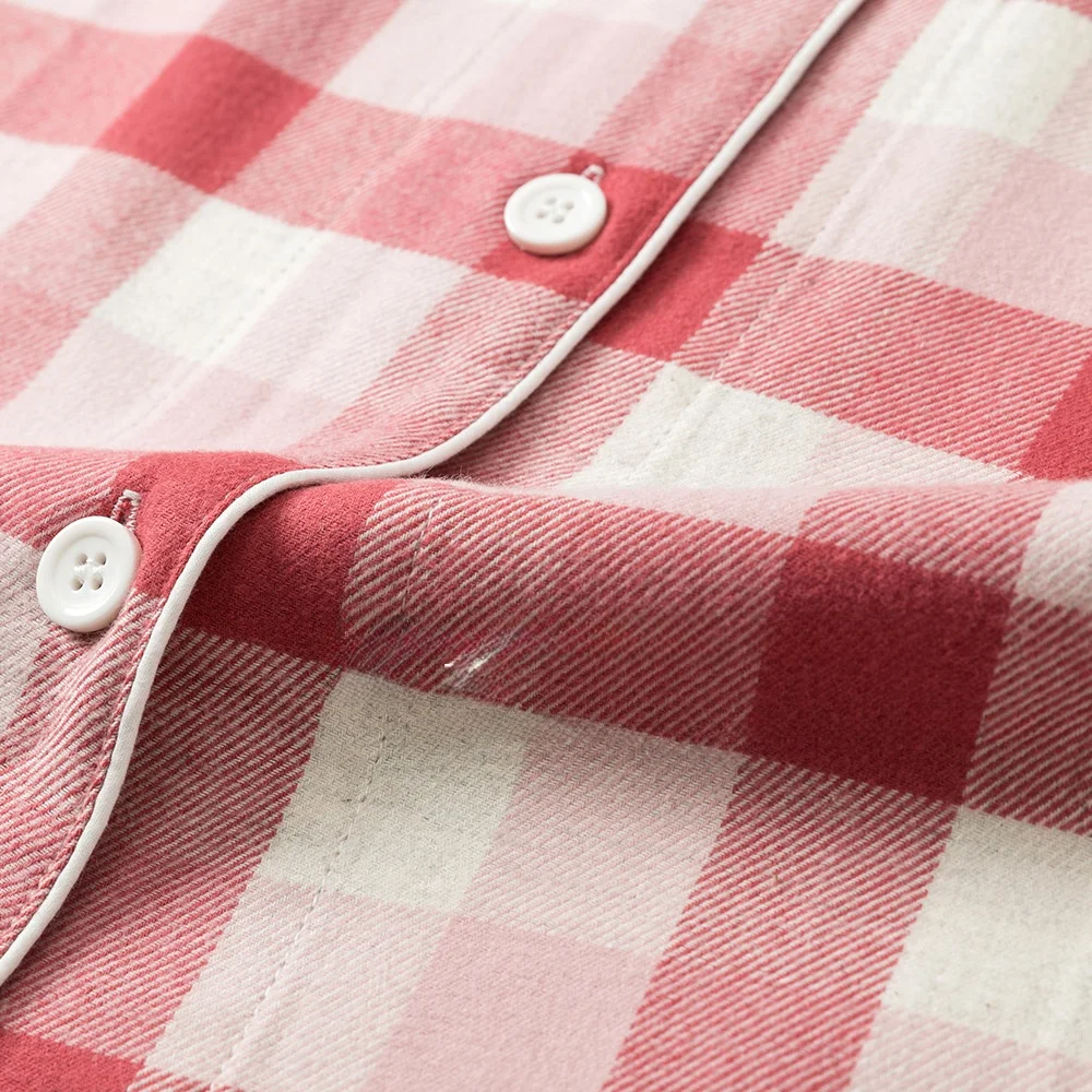 

Pure Cotton Brushed Home Clothes Couple Long Sleeve Set Sleepwear Side Seam Flannel MU Good Couple Style V-neck Outdoor Use