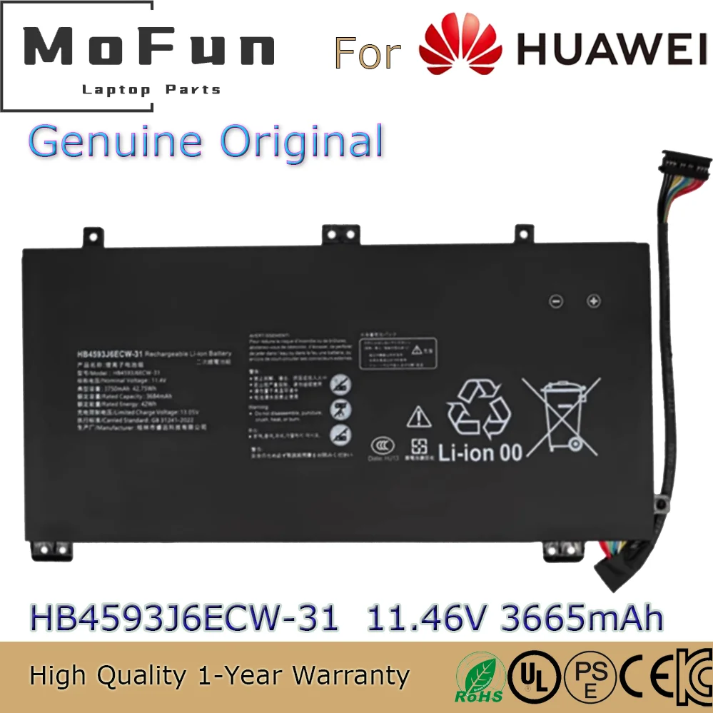 

Оригинальный оригинальный аккумулятор HB4593J6ECW-31, 11,46 В, 42 Втч для Huawei MateBook 13 HN-W19L WRTB-WFE9L 13 AMD