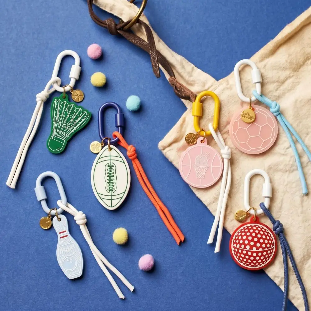 Weave Rope Rope Woven Acrylic Keychain Geometric Shape Golf Sports Series Pendant Tennis Contrasting Color Bag Chain Charms