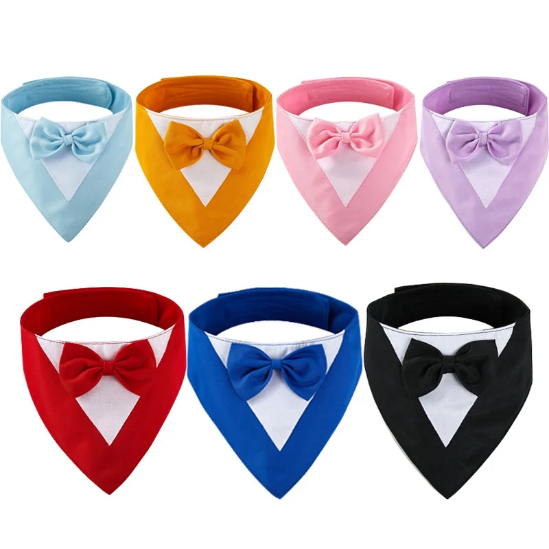 New Formal Pet British Wedding Suit Gentleman Scarf Bow Tie Collar Dog Triangle Towel Saliva Towel Pet Decoration Accessories