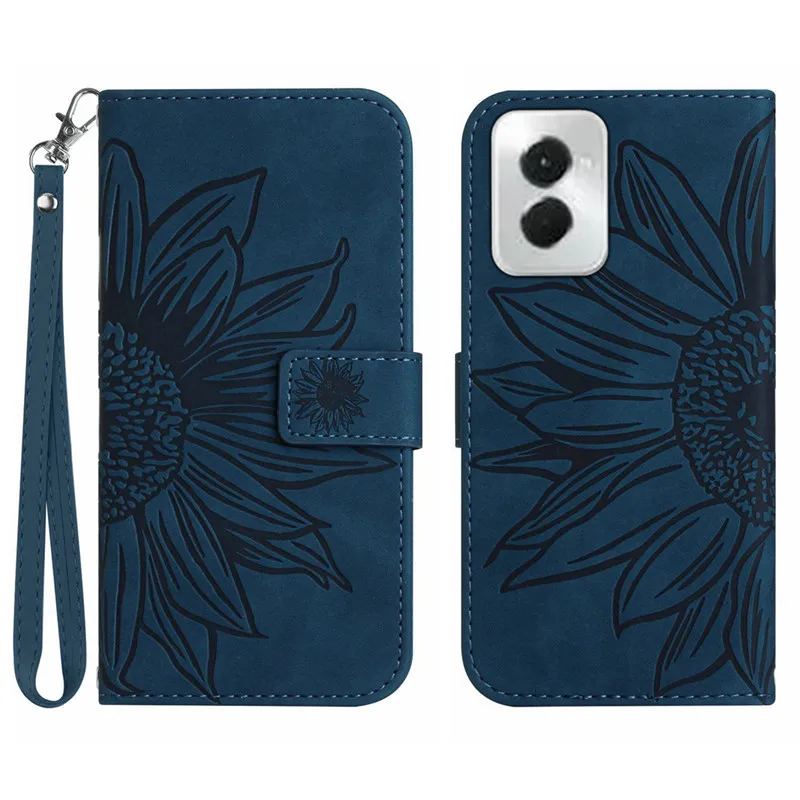 Sun Flower Flip Cover Case on For Motorola MOTO G Stylus Power 5G MotoG Play 2024 2023 4G Gplay Leather Case Pattern Phone Shell