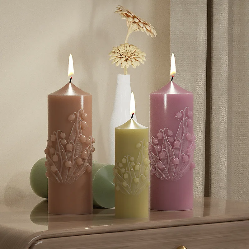 Bell Orchid Cylindrical Candle Silicone Mold DIY Gypsum Aromatherapy Plaster Resin Candle Mold for Candle Making
