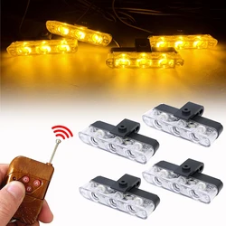 3 LED Car Front Grille Strobe Police Lights Flash Warning Lamp Red Blue Yellow Rescue Vehicle Emergency Flasher Signal Lighting