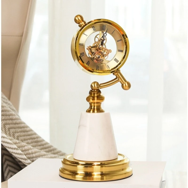 Clock Marble Handicraft Globe Study Living Room Entrance TV Cabinet Home Decoration Romantic Crystal Glass Ball Decoration