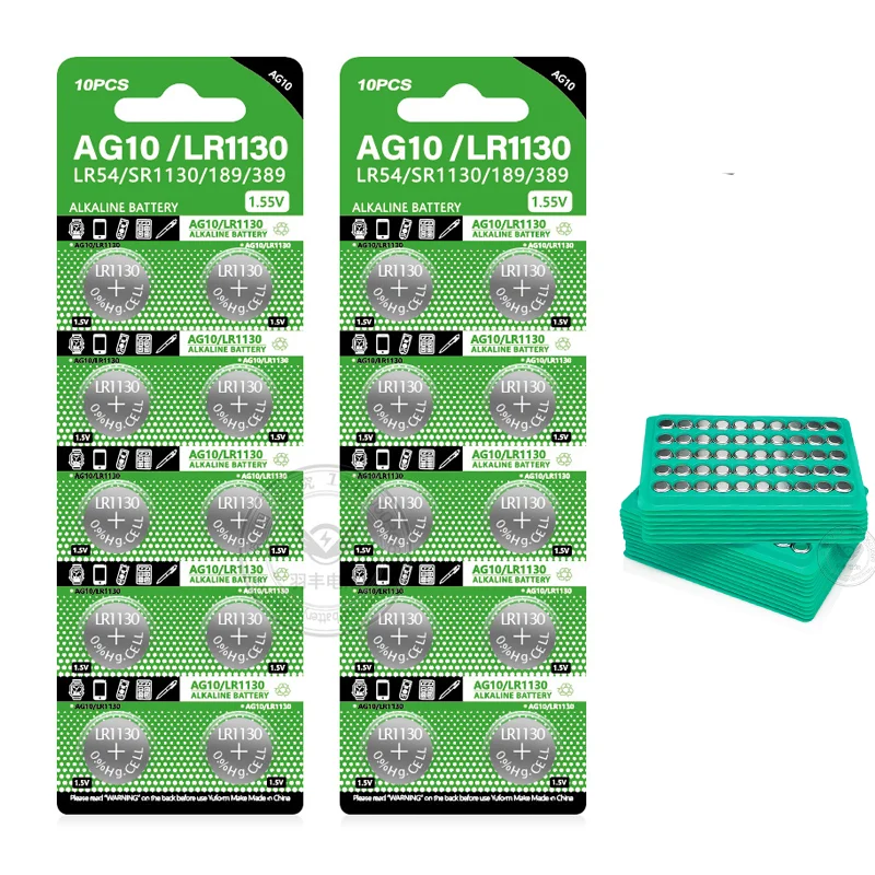 10 Stuks Ag10 Lr54 Cel Munt 1.55V Sr54 389 189 Lr1130 Sr1130 Alkaline Knop Batterijen Voor Horloge Speelgoed Rekenmachines Lasers