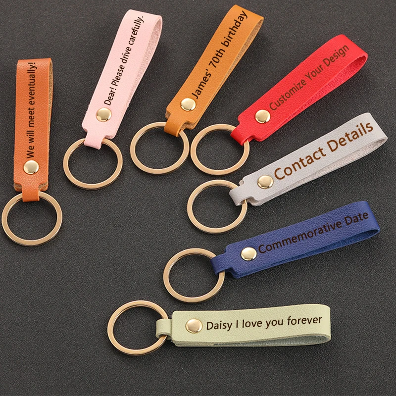 Porte-clés personnalisé en cuir PU, Kit de gravure Laser avec porte-clés, étiquettes d'identification personnalisées, cadeaux de fête, 10/30/50 pièces