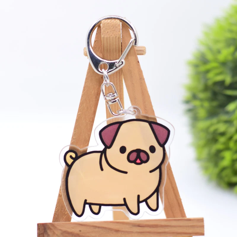 Cute Dogs Keychain Arcylic Cartoon Figures Keyrings  Accessories Kids Gift