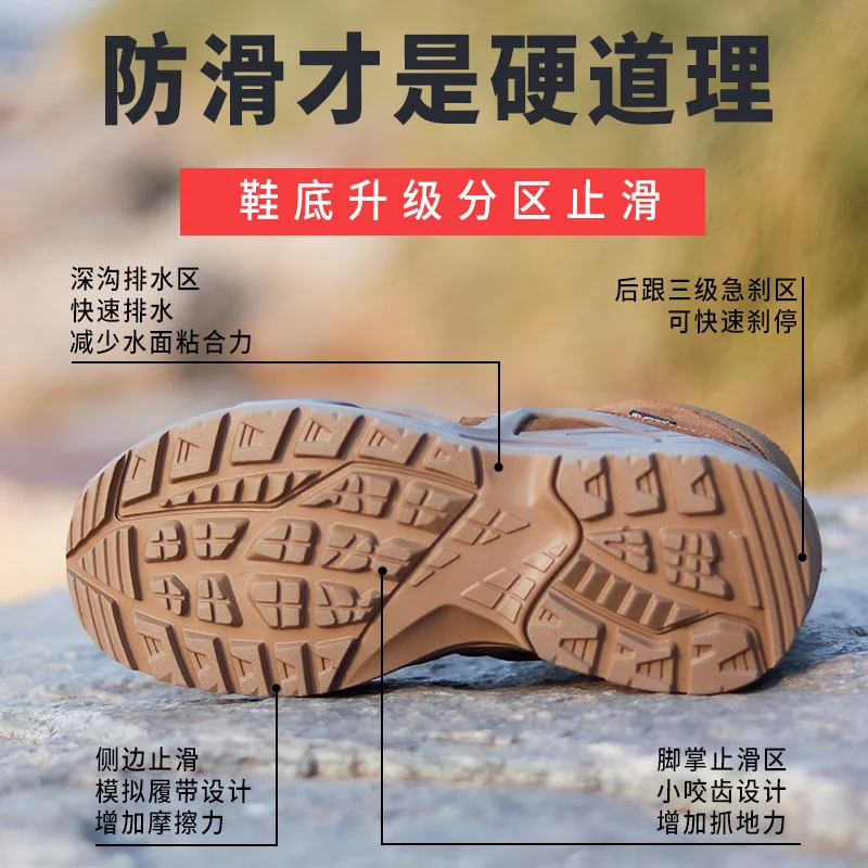 Zipper High Top Military Combat Boots Mens Outdoor Sports Training Desert Hiking Boots Tactical Boots Wearable Work Shoes