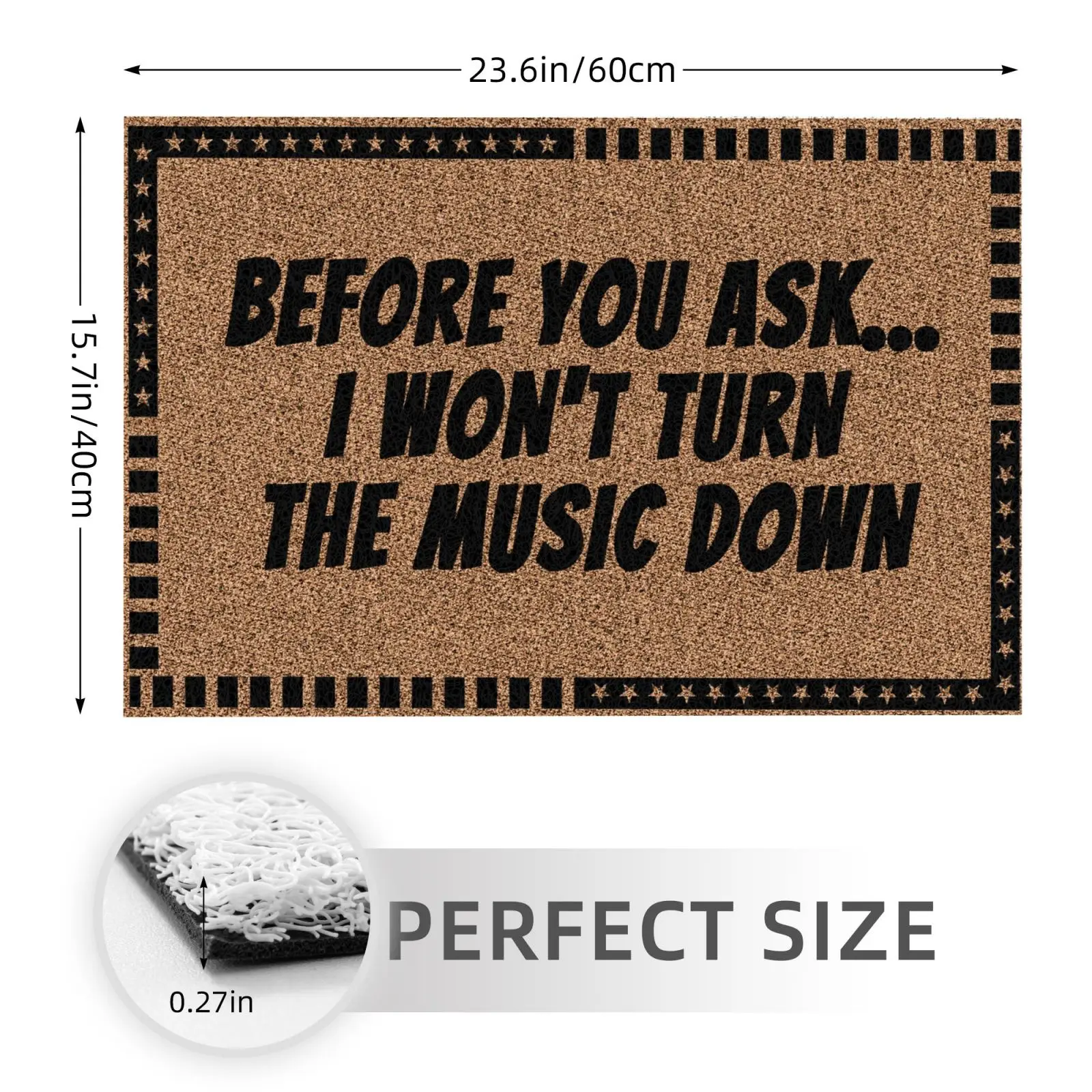 The Music Down PVC Doormats Decorations Welcome Outdoor Entrance Floor Mat Christmas Fall Season Door Mat Rubber